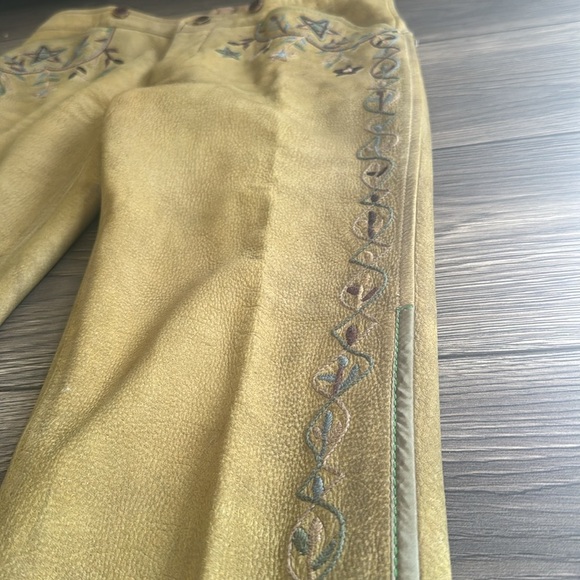 RARE Ralph Lauren blue label calf-suede tan leather embroidered western pants 6 - Picture 8 of 17